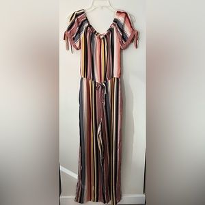 Xhilaration Off Shoulder Striped Multicolor Jumpsuit, Size XS
